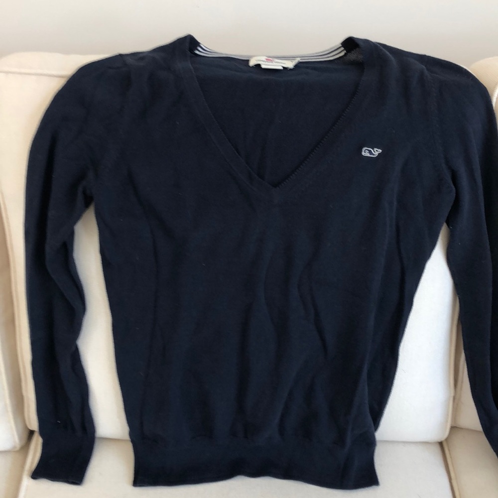 Vineyard Vines Navy V Neck Sweater